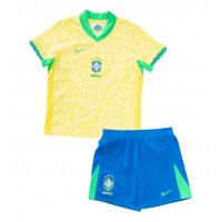 Brasilien Fußballbekleidung Heimtrikot Kinder Copa America 2024 Kurzarm (+ kurze hosen)